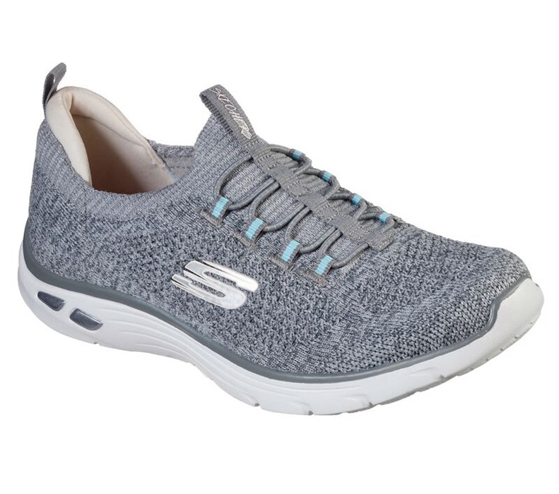 Skechers Relaxed Fit: Empire D'lux - Sharp Witted - Womens Sneakers Grey/Light Blue [AU-QQ0236]